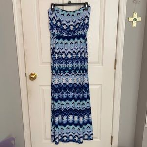Fun Blue Patterned Maxi Dress